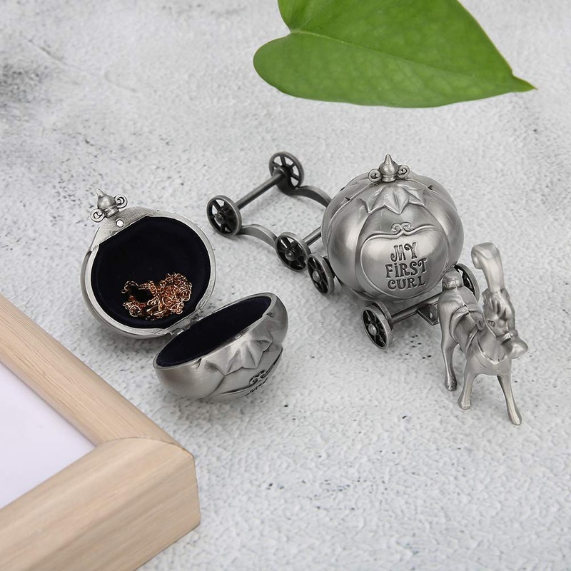Silver Tooth Holder, First Curl and Tooth Keepsake Box,Carriage Shape