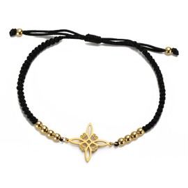 UNIFT Witches Knot Bracelet For Women Men Stainless Steel Magic Witchcraft Witch's Knot With a Bead Colorful Weave Adjustable Wiccan Jewelry (gold-B-1)