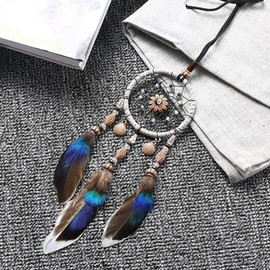 AKOAK 1 Pack Dream Catcher Rearview Mirror Car Charm Accessories, Boho Style Handmade Car Charm Pendant Decorative Pendant - Girl Woman Bedroom Living Room Home Decoration