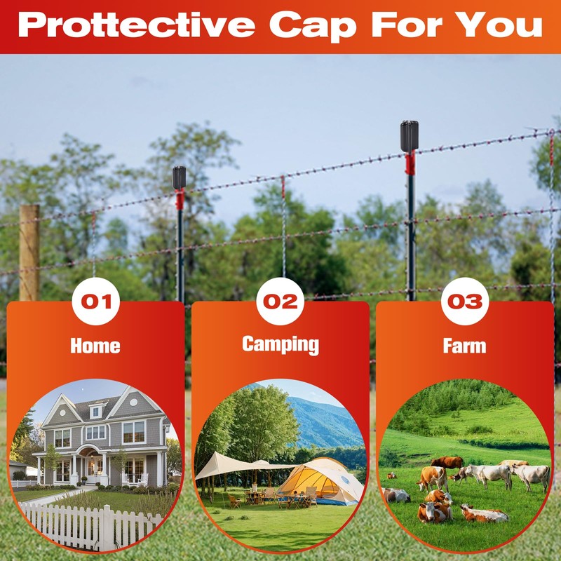 50 Pcs Safe T Post Caps, Vinyl T Post Topper