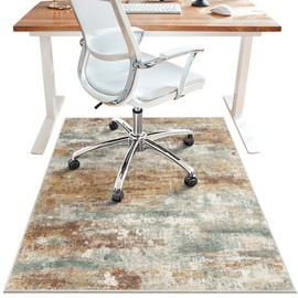 Office Chair Mat for Hardwood Tile Floor, Abstract 36"X 48" Desk Mats for Office Chair on Rolling Chairs Carpet, Desk Anti-Slip 1/5" Thick Rug for Computer Chair, Thin Low-Pile Floor Mat, Orange Sage