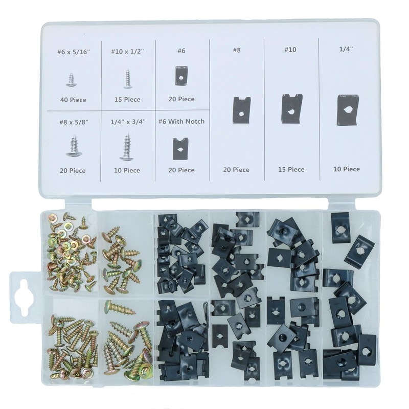 170pc U Clips & Screws Cushion Speed Clips Fastener Trim