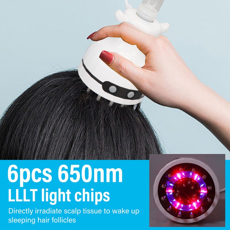 Electric Scalp Massager Infrared Light 6 Heating Gears Handheld Vibration