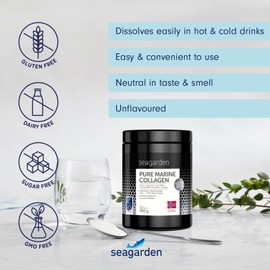 SEAGARDEN Seagarden Pure Marine Collagen Powder - 5000mg - Hydrolyzed Collagen Type 1 C Collagen Supplements for Women and Men C Collagen Peptides for Hair, Skin and Nails C Unflavored - 300g - 60 Servings