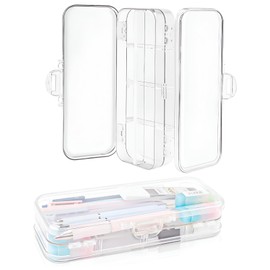 Zliger Pen Organiser, Pack of 2 Double Level Stackable Storage Box, Pen Box, Clip-on Storage Box for Office Supplies, Crafts, Parts, School, Family, d'Alene to