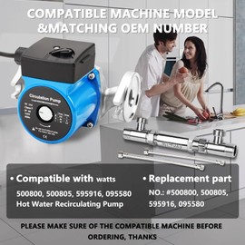 ZAIGANMA Flange Recirculating Pump, Circulator Pump, 110V Circulation Pump, Hot Water Recirculating Pump, 3 Speed Switchable Circulator Pump with 1'' FNPT Flanges