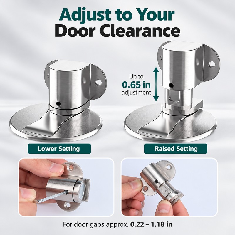 Adjustable Magnetic Door Stopper for Home & Bathroom – Stainless