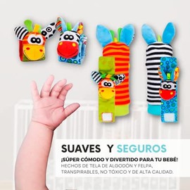 Calcetas Sonajeras y Muñequeras para Bebé – Juguetes Sensoriales de Estimulación Temprana con Sonidos, Texturas y Colores, Set de Pulseras y Calcetines para Niños y Niñas Recién Nacidos | SAYCHEESE