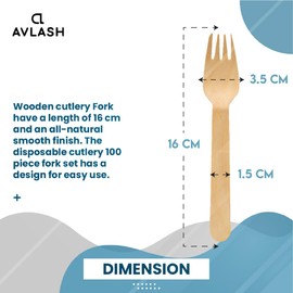 Avlash ® - Pack of 100 Wooden Disposable Fork -Biodegradable & Plastic Free Wooden Forks - Ideal for Wedding, Picnic, Party, Office Eco Friendly