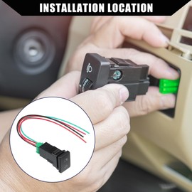 Hihaha Fog Light Pressure Switch with Connection Cable for Toyota Landcruiser 4Runner / Car Interior LED On/Off Switch Panel / Waterproof / 1 Set Blue