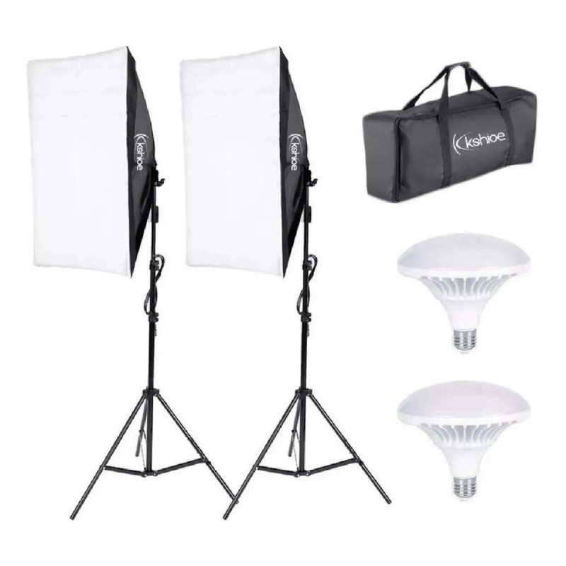Kshioe Kit Softbox Iluminacion Fotografia Video Luz Contnua + Focos