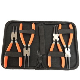 Heavy-Duty 7-Inch Circlip Plier Set, 4 PCS Snap Ring Pliers with Insulated Handles, External/Internal, Precision Machined Carbon Steel, Includes Zipped Pouch, Ideal for Mechanics