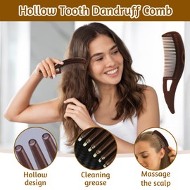 2 Pcs Dandruff Comb, Hollow Tooth Dandruff Comb Energy Massage Hair Comb Fine Tooth Tail Comb Scalp Comb for Dandruff Removal Washable Small Comb for Women Men to Remove Dandruff and Dirt