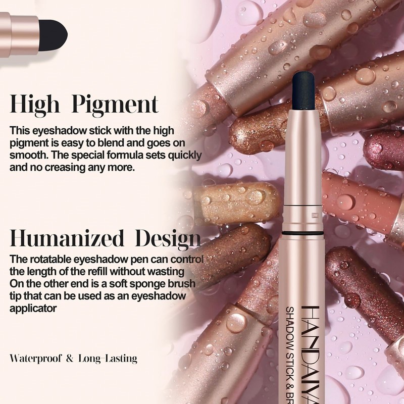 Black Eyeshadow Stick, Metallic Glitter Eye Shadow Crayon Pen Eyeshadows