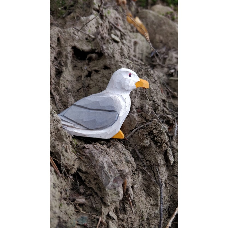 Wudimals - 41004 - Birds, Seagull, Wood, Hand Carved, Hand