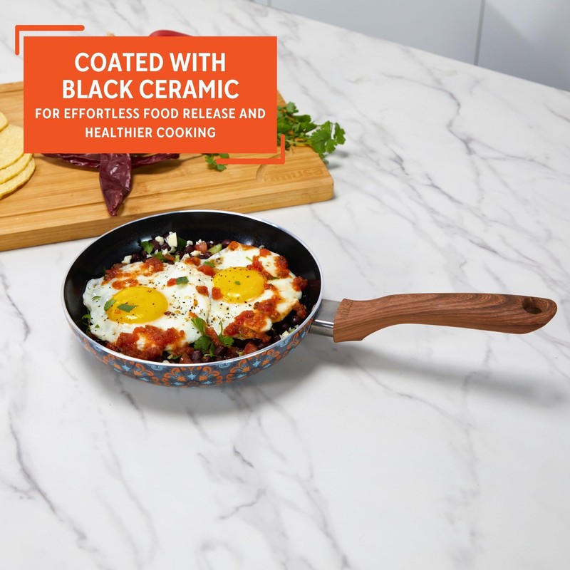 IMUSA 8in Talavera Nonstick Ceramic Frying Pan Skillet, PFAS-Free