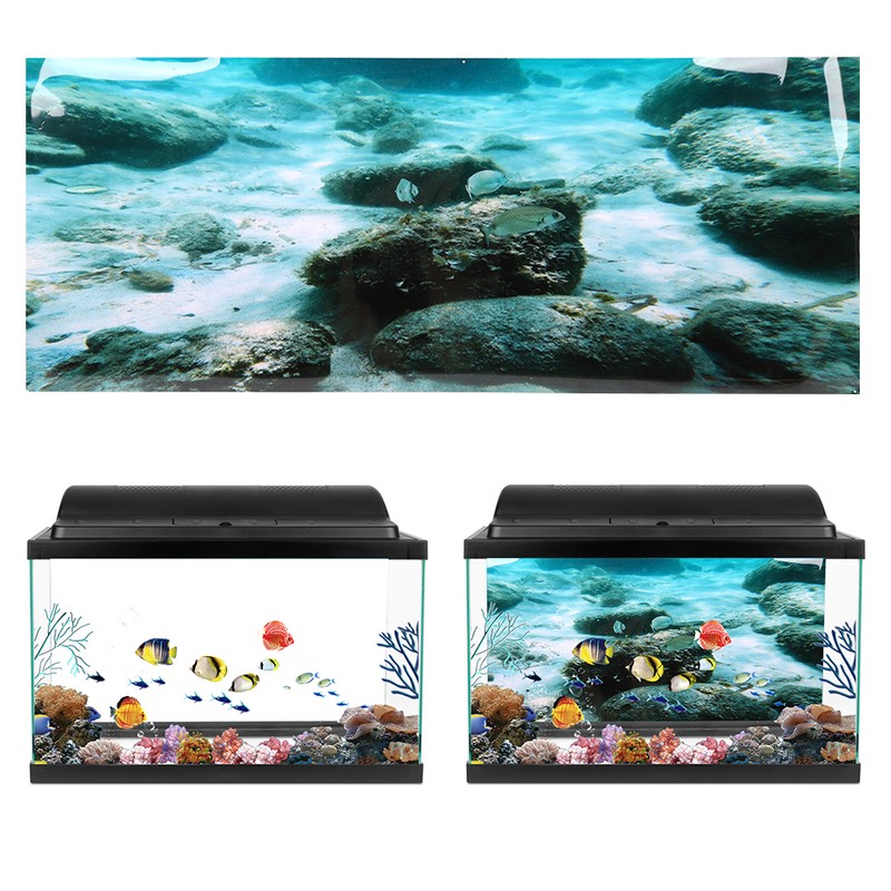 PVC Adhesive Seabed Rock Pattern Aquarium Background Poster Sticker Fish