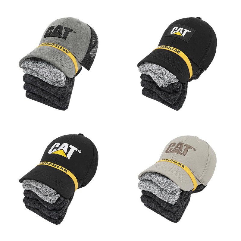 CAT Unisex Logo Cap/5 Sock Bundle, (1 Cap & 5