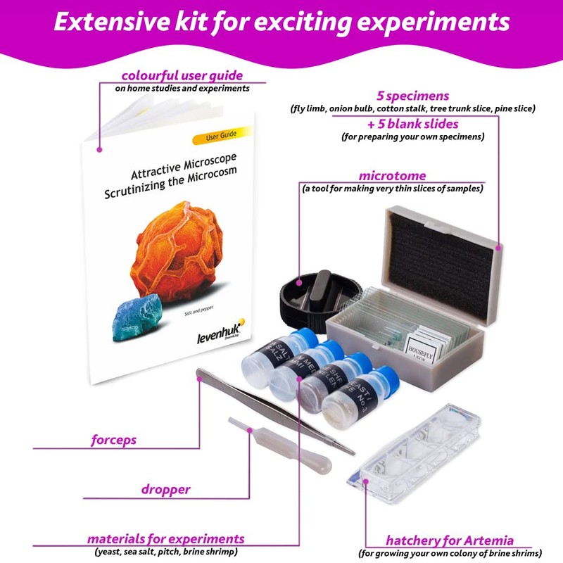 Levenhuk LabZZ M101 Amethyst STEM Microscopio per Bambini con Zoom