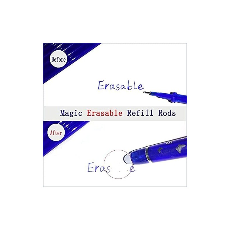 58Pcs Erasable Rollerball Pen Refill Sets Blue Ink 0.5mm Thin