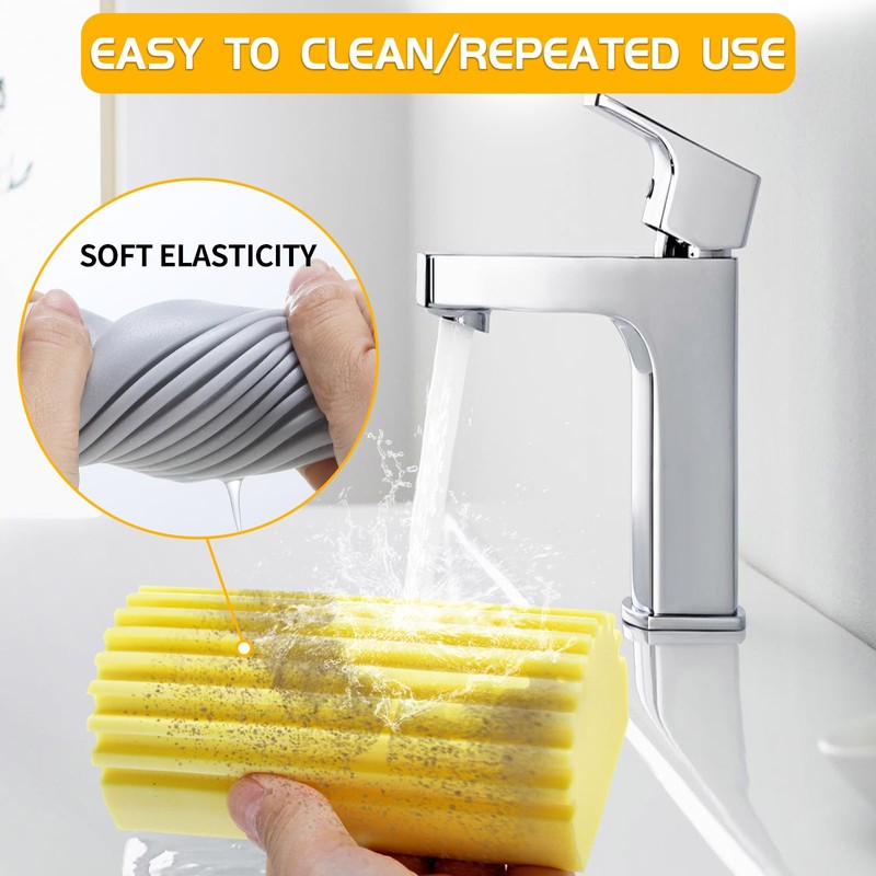 COBETE Damp Clean Duster Sponge,4pack Magic Sponge Eraser,Reusable Damp Dusting