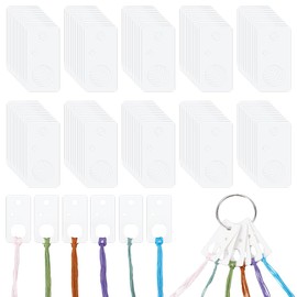 BENECREAT 100 PCS Needle and Thread Organizer Board, Kraft Paper Thread Winding Board, Embroidery Thread Organizer with 1 Iron Flipchart Hinge Ring for Needlework, Embroidery, DIY Crafts
