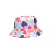 Girls Bucket Hat with Heart Pattern, Multi-Colour Print and Black