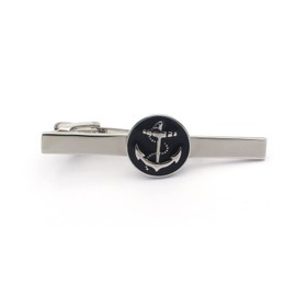 Black Anchor Cufflinks and Tie Clip Set, Nautical Cufflinks and Tie Clip