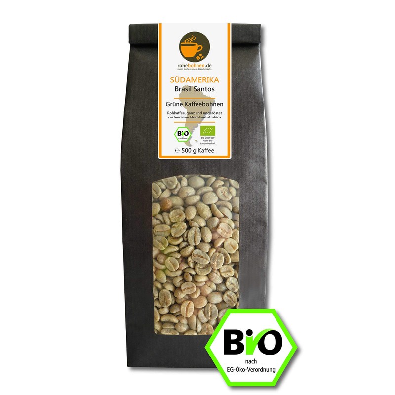 Organic Green Coffee Beans - Arabica Brazil Santos 500g