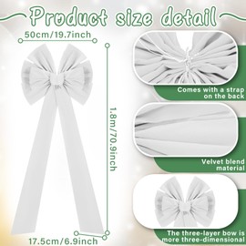 Hungdao Extra Large Christmas Tree Topper Bow 70.9 x 19.7 Inches Giant Christmas Velvet Bows with Long Streamers Huge Decorative Bows Oversized Bow for Xmas Tree Front Door Patio Outdoor Decor