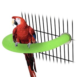 Rypet U Shape Parrot Perch Stand Toy for Paw Grinding Clean Stick Exercise, Rough-Surfaced Quartz Bird Perch Standing Cage Accessories for for Small Parakeets Cockatiels Conures Macaws Finches(Green)