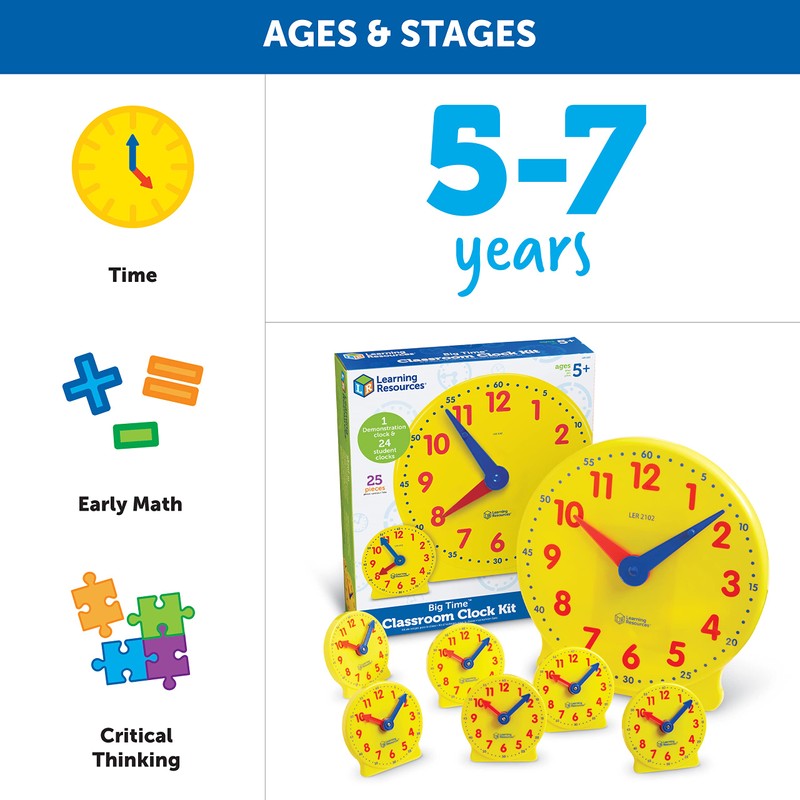 Learning Resources Classroom Clock Kit - Preschool Must Have, Teaching