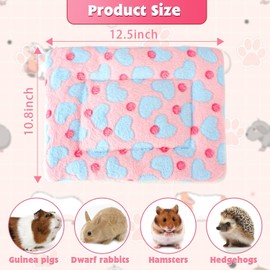 YUEPET 5 Pack Warm Guinea Pig Bed Pads Soft Guinea Pig Sleeping Mats Washable Small Animal Bedding Cage Liners for Indoor Bunny Hamster Squirrel Hedgehog Chinchilla Ferret Heart Pattern（12.5''*10.8''）