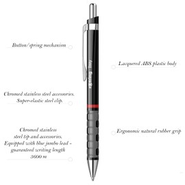 Rotring Tikky Lightweight Ballpoint Pen with Rubberised Grip - Black Barrel