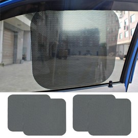 HEVLE 4PCS Car Side Window Sunshade, Removable Tint for Car Windows, Static Cling Auto Shade Sticker to Block Sun Glare Heat UV Rays, Car Accessories Washable Sun Shade Films Universal Fit Most Cars