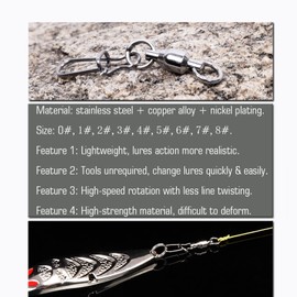 AMYSPORTS Duo Lock Snap Fishing Swivels Stainless Barrel Swivels Fishing Lure Snap Swivels Ball Bearing Swivels Fishing Tackle for Saltwater Fishing Freshwater Fishing 25pcs 39.6lbs