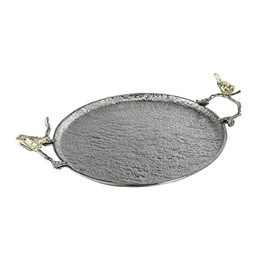 A&B Home Aluminum Serving Platter with Bird Handles