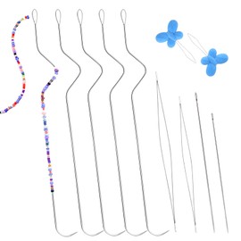 Beading Needle Set, 5 PCS Curved Beading Needles Bead Spinner, 2 PCS Long Straight Beading Needles, 2 PCS Big Eye Beading Needles Threaders Beading Needles for Jewellery Making