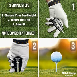 Ball Badge HeightRight Adjustable Golf Tee Height Tool – Precision Tee Height Setter for Consistent Swings, Durable Aluminum Design, Easy-to-Use Golf Training Aid