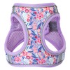 KocaPlye Small Dog Harness Purple Flowers No Pull Reflective Step