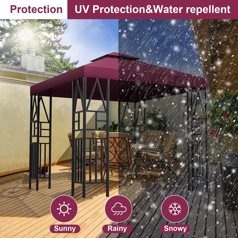 Ganggend 10x10ft Canopy Replacement Top, Double Tiered Pop up Gazebo