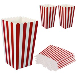 20 PCS 7x5x11cm Popcorn Boxes Popcorn Bags Red and White for Birthday Party Festivals Movie Night Supplies
