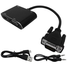 XSPANDER Updated 2 in 1 VGA to HDMI Adapter with Audio, PC VGA Source Output to TV/Monitor with HDMI/VGA Connector,1080p Video Converter for Computer,Laptop,Projector
