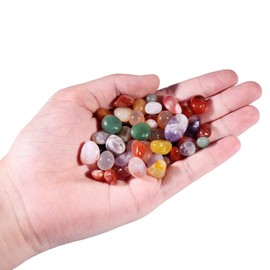 mookaitedecor 1 Pound Colorful Agate Tumbled Chip Stones Crushed Crystal, Polished Rocks for Crafts, Art, Jewelry Making and Decorative Stone