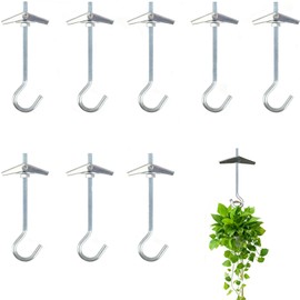 SANTUO 8 Pcs Ceiling Hooks for Hanging Plants & Lights, M4/90mm Heavy Duty Galvanized Steel Plant Hooks with Wall Anchors for Plants, Light, Bed Canopy
