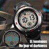 Black Men Digital Watch Waterproof LED Backlight Stopwatch Countdown 12/24