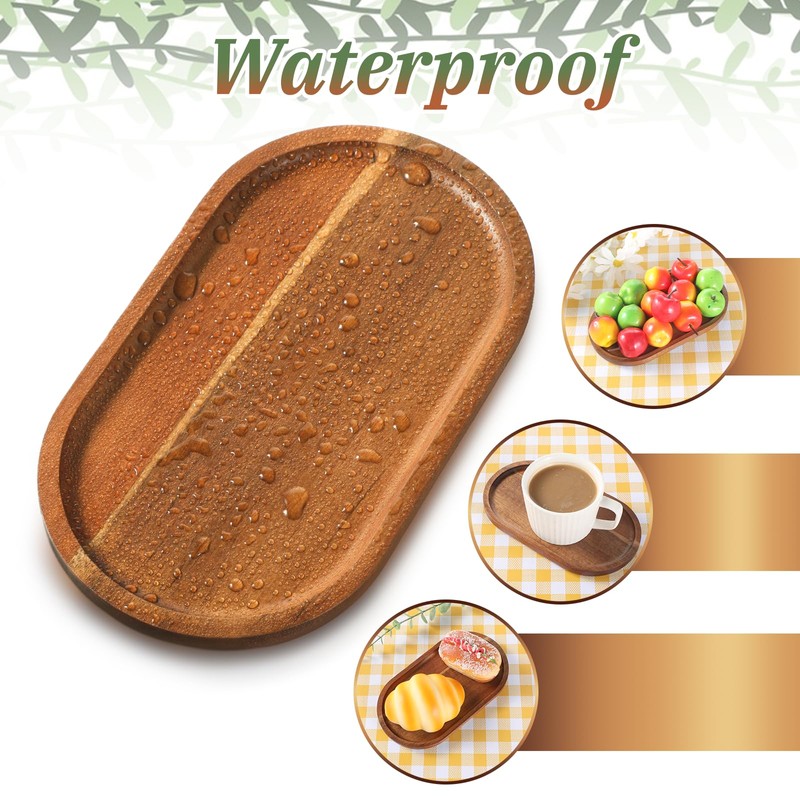 Small Wood Tray, 7.3"x 4" Mini Wooden Serving Tray Bathroom