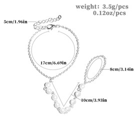 TseenYi Pearl Slave Bracelet Freshwater Pearl Silver Finger Bracelet Boho Hand Chain Jewelry for Women and Girls (Silver)