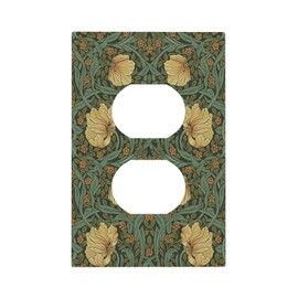 Outlet Covers William Morris Floral Vintage Flowers Pattern 1 Gang Duplex Wall Plate Decorative Switch Plates Electrical Receptacle Faceplate Light Switch Cover for Bedroom living Room Decor