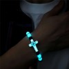 LXSSLY 8mm Natural Volcanic Stone Bracelets for Men,Yoga Luminous Cross